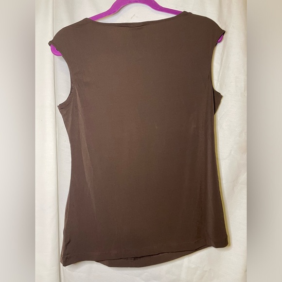 NWT Worthington Chocolate Brown Boat Neck Asymmetrical Sleeveless Petite Size M - Picture 4 of 6